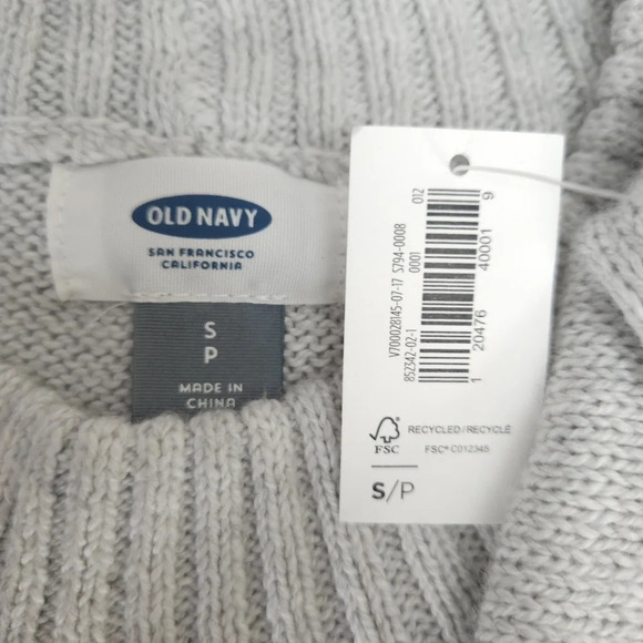 Old Navy Peplum Sweater Light Gray Ruffle Hem Long Sleeve Pullover Knit - Picture 5 of 7
